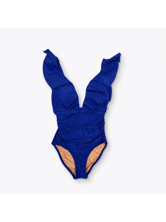 J.Crew Other - J.Crew Ruched Ruffle One-Piece Swimsuit Women's Size 4 Harbor View Blue NWT